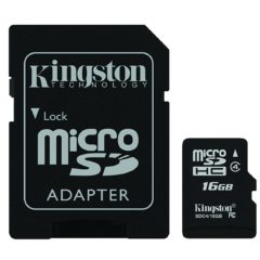 Kingston Digital 16 GB Class 4 microSDHC Flash Card with SD Adapter (SDC4/16GBET)