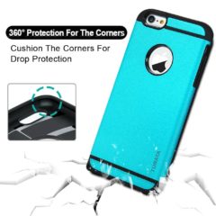 Phone 6/6s Case – TURATA 2 In 1 Heavy Duty Dual Layer Scratch Resistant Shock Absorption Frosted Hard TPU Protective Cover Tough Bumper with Dust Plug Design for iPhone 6/6s (4.7 Inch) – Blue