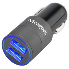 Meagoes Fast USB Car Charger Adapter (4.8A / 24W), with Dual Smart Ports for Apple Iphone 7/6s/6/Plus/5s/5c/5, Ipad, Ipod, Samsung Galaxy S8/S8+/S7/S6/Edge/S5/S4 ,Note, LG, HTC, and More [Space Gray]
