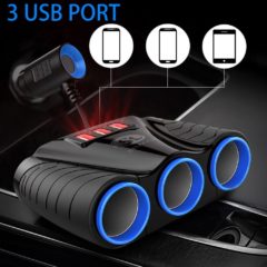 HAOLIN 3 Ports USB Car Charger with Cigarette Lighter Adapter for iphone 7 Android LED Car Charger