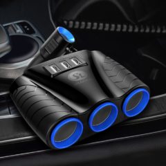 HAOLIN 3 Ports USB Car Charger with Cigarette Lighter Adapter for iphone 7 Android LED Car Charger